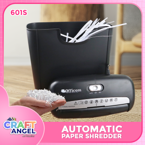 OFFICOM 601S Portable Paper Shredder Machine Automatic 220v Heavy Duty Paper Shredder Strip Cut for Paper Confetti