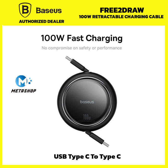 Baseus 100W Retractable USB C Cable & 100W USB C Charger Block