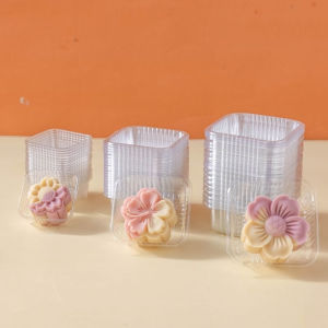 100PCS Transparent Mooncake Tray/Thickened Vacuum Molded Mooncake Tray For Filling Yellow Crisp Bean Paste Cake