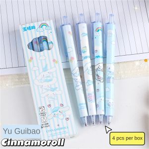 Colnes 4Pcs/Boxed Sanrio Press Gel Pen 0.5MM Cartoon Cute Student Quick-drying Kuromi Melody Cinnamoroll Black Ink