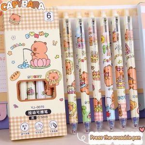 MEMGOUO 6Pcs/lot Quick-drying Capybara Gel Pen 0.5mm Cartoon Blue Pen Black Pen School Office Writing Stationery