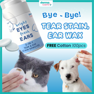 DERMACARE 2-in-1Eye Ear Tear Stain Odor Remover Cleaning for Cats Dogs Rabbit (Grooming) 100ml