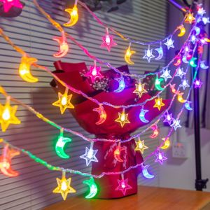 ORIGE HOUSE Colorful Star Moon Light String Beautiful 5M Atmosphere Lamp Festive Atmosphere Portable Led Fairy Lights Room