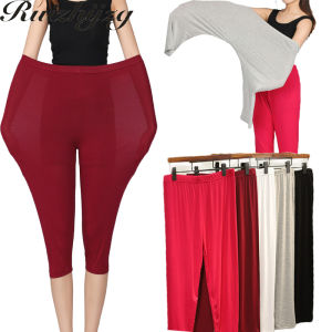 Ruizhijzg Plus size XL-7XL High Stretch Cropped Capris Legging For Women Pants Ladies Modal Cotton Summer Home Wear Thin Capris Spring And Summer Yoga Sport Soft Legging Legging Skinny Fit Home Wear