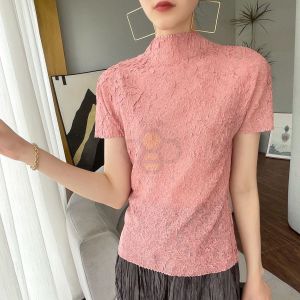 shop ▤ Aiden001 One Size Summer Pleated All-Match Casual T-Shirt Autumn And Spring Bottoming Shirt 9800