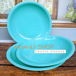 12 piring cekung 9 inch baru warna cantik bahan semi superware tebal plastik dop terlaris