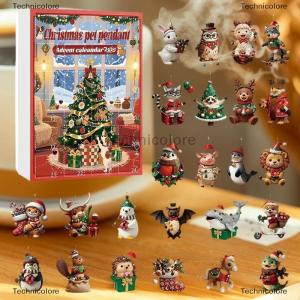 [COD] Technicolore ปฏิทินนับถอยหลังสำหรับเทศกาลคริสต์มาส24วันพร้อม2D น่ารักของประดับสัตว์เลี้ยงอุปกรณ์ตกแต่งต้นคริสต์มาสปฏิทินการถือกำเนิดปีใหม่กล่องปริศนา