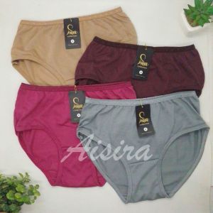 Iswa 6pcs 3pcs Celana Dalam Wanita Dewasa Warna Gelap Polos Bahan Katun / CD Wanita Jumbo Murah