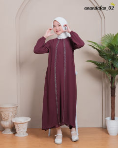 Gamis Anak Prempuan Azzaira Dress Ceruty Swarovsky / Gamis Anak Terbaru / Gamis Anak Warna Mahogany Hitam Burgundy Putih Dusty Purple