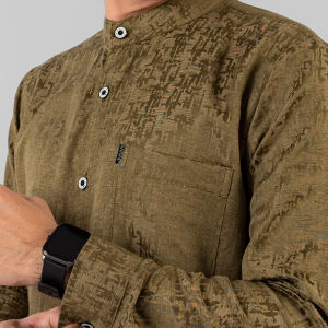 KATSAE - HANAN Baju Koko Pria Dewasa Kemeja Koko Pria Lengan Panjang Katun Embos Premium