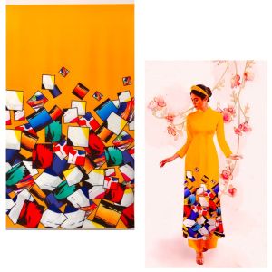 Vải May Áo Dài Chất Lụa Tuyết Nhật In 3D - Họa Tiết Độc Đáo - Vải Dày Dặn Co Giãn Nhẹ