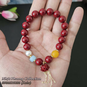 Vòng tay (lắc tay) chu sa - châu sa hoa sen đường kính 10mm
