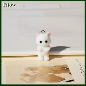 Fitow Flocking Animals Cartoon Cats Shape Resin Dolls Beads Pendant Diy Jewelry Earring Garment Keychain Pendant Accessories