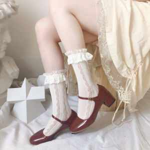 Japanese JK White Love Lace Socks Lolita Mid Tube Short JK Socks Thin Socks for Women