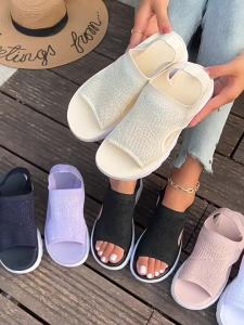 [Free Shipping] 2026 Summer New Plus Size WomenS Shoes Round Toe Open Toe WomenS Thick Sole Sports Sandals