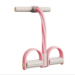 Ready Stock Manila Yoga 4 Tubes Elastic Band Sit Up Foot Pedal Pull Rope Elastic Resistance Bands String Exercise Body Fitness Blue / Pink / Red / Purple color