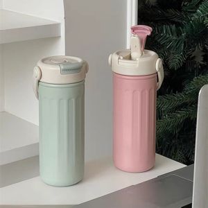UNQIN High-Capacity Stainless Steel Thermos Cup Insulation Or Cooling 500ml Portable Drinking Bottle Vacuum Flasks BPA-Free Straw Travel Cup Outdoors