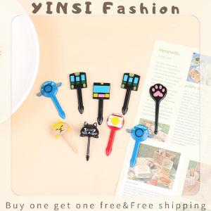 YINSI 6 8 10pcs Animal Vehicle Fruit Fork Mini Cartoon Children Snack Cake Dessert Pick Toothpick Bento Lunches Party Decoration