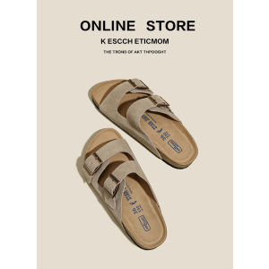 [ Juliu Shoes Industry ] Womens Genuine Leather Thick-Soled Boken Slippers 2024 Year Fairy Girl Mori Style Comfortable Flat Slippers