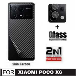 Promo Garskin Carbon Transparan Xiaomi Poco X6 5G / Poco X6 Pro 5G / Poco M6 Pro 4G 2024 + Tempered Glass Camera