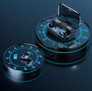 หูฟังบลูทูธ TWS หูฟังบลูทูธไร้สาย หูฟังเล่นเกมมือถือ หูฟังออกกำลังกาย เสียงใสเบสดี กันน้ำ IPX7 ชุดหูฟังสเตอริโอไร้สาย True Wireless Earbud Mini Bluetooth Earphone LED Display