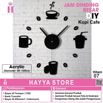 Jam Dinding DIY 40-70Cm Giant Wall Clock Quartz Model Kopi Cafe