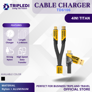 TRIPLEDI Cable Data 4 in 1 TD6106 Lightning Type C Multiple Device Kabel Charger PD 27W Fast Charging 65W Magnetic Mecha