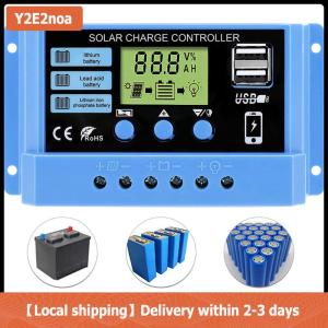 【Local shipping】 30A 20A 10A Solar Charge Controller 12V 24V Auto Solar Panel PV LCD Controller For Lead-Acid Battery Lithium Battery Dual USB