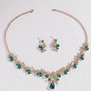 YOCKY Pha Lê Bộ trang sức kim cương giả Tinh tế Tỏa sáng Bông tai Tiệc cưới Vàng Vòng cổ Phụ nữ