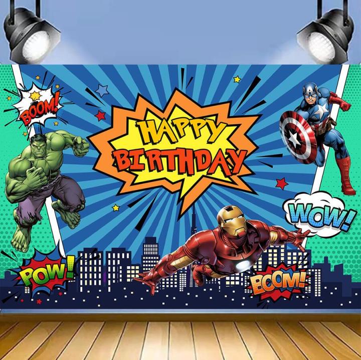 Avengers backdrop  Avengers birthday decorations, Avengers birthday,  Avengers birthday party decorations