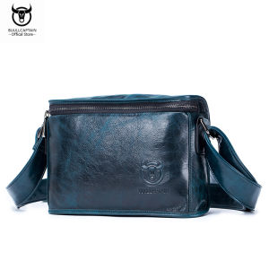 BULLCAPTAIN leather shoulder messenger bag mens fashion street travel small shoulder bag