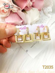 Bông Tai Nữ T2035 Thiết Kế Dáng Vuông Cá Tính Có Đính Đá Tinh Xảo Cực Thời Trang Namoo Jewelry