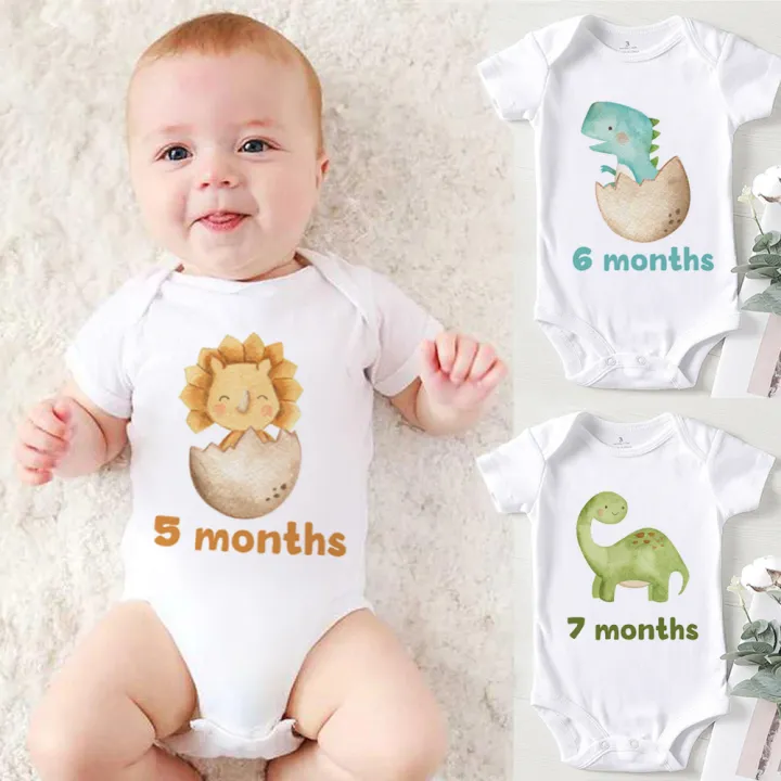 Dinosaur Baby Milestone Onesies Babys Needs Newborn Set Funny Dino Print  Monthly Romper Cute Infant Boys Jumpsuit Gift Lazada PH