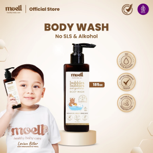 Moell Body Wash 185ml - Tanpa SLS - Bubbles Bubbles Everywhere Body Wash - Sabun Bayi - Natural Organic