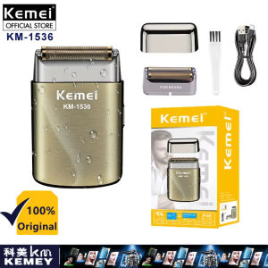 Kemei KM-1536 Portable Travel Shaver For Men Double Knife Net USB Ipx6 Waterproof Rechargeable Electric Shaver