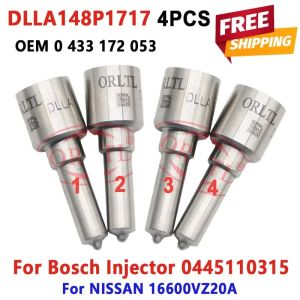 4 PCS Diesel 0445110315 Injector DLLA148P1717 Nozzle DLLA 148 P 1717 Auto 0 433 172 053 for NISSAN 16600VZ20A 0 445 110 315