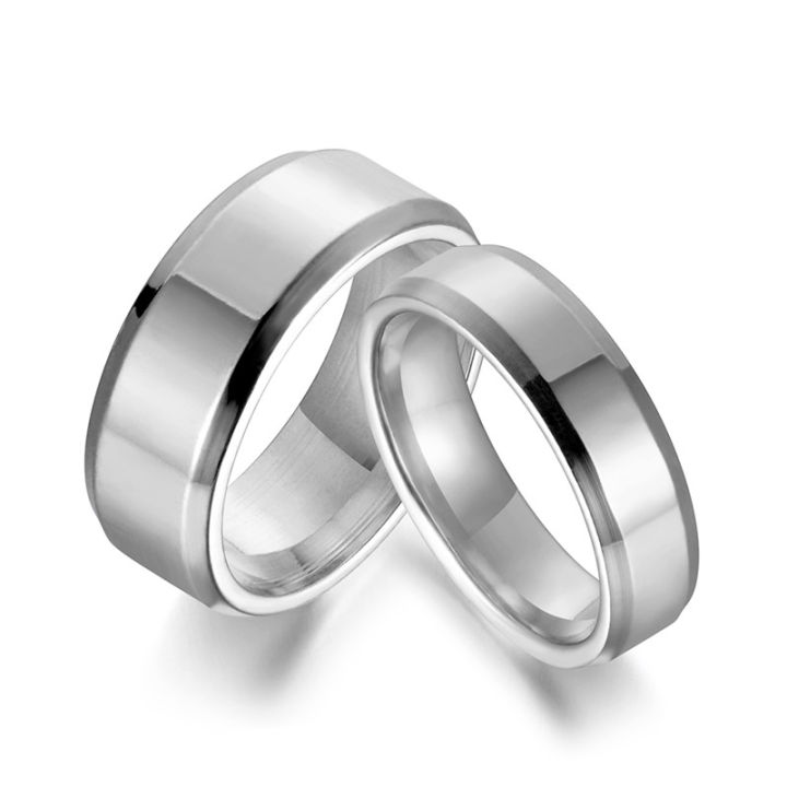 Fashion Stainless Steel Glossy Rings For Women Men Simple Couple Titanium  Steel Wedding Ring Jewelry 2PCS Set Lazada PH