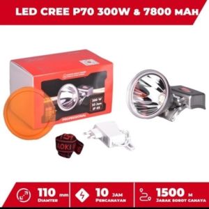 Senter Kepala Jumbo Led Original Cahaya Putih Kuning 300W Aoki AK-H300 Professional Headlamp