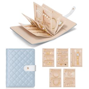 JAYQQ Foldable Jewelry Organizer Book Transparent Window Portable Jewelry Storage Book Snap Closure Jewelry Storage Case For Rings