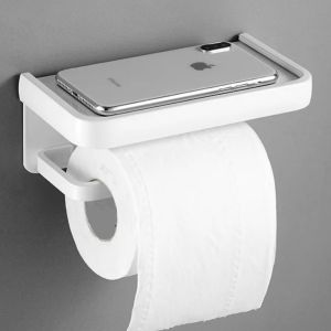 Toilet Tissue Paper Holder Wall Mounted Toilet Crochet Roll Mobile Phone Holder Bathroom Plastic Tissue Storage Holder