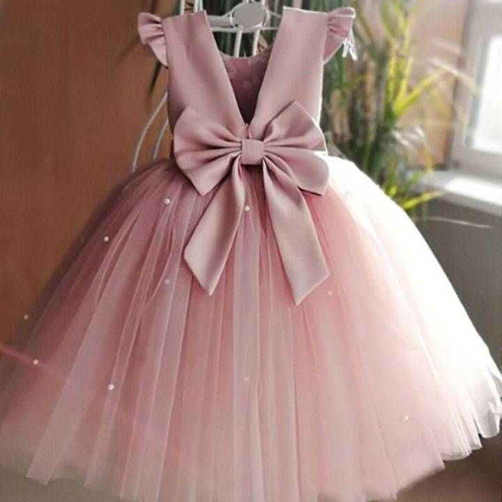 Princess Outfits Girls Kids Baby Backless Summer Clothes Ruffle Short  Casual Sleeve Dress Little Dresses Girls Dress Skirt Party Dress for Girls