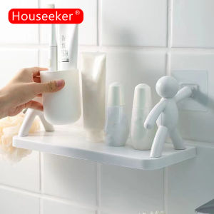 Houseeker Kệ Nổi Màu Trắng Thiết Kế Nhân Vật Phản Diện Giá Đựng Mỹ Phẩm Không Khoan Kệ Gia Vị Treo Tường Trang Trí Cho Nhà Bếp Phòng Tắm Nhà Vệ Sinh