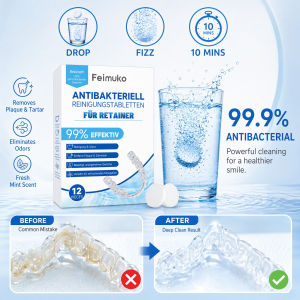 Denture cleaning tablets remove bacteria odors discoloration stains dental plaque and clean plaque buildup