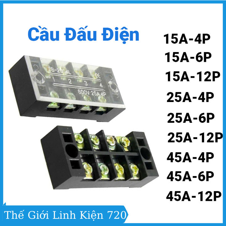 Cầu đấu điện TB điện áp 600V nhiều loại có ốc vít và tấm lắp chống rỉ ...