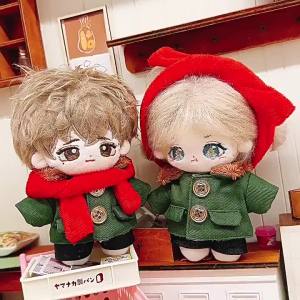 Doll clothes 10cm15cm20cm Cotton Doll Starfish Body Regular Army Green Coat Warm Coat Red Scarf