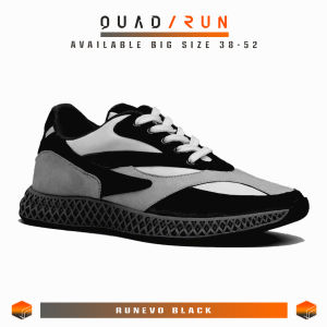Sepatu Sneakers Pria QuadRun Footwear Runevo Ivory Black Sporty Casual Shoes
