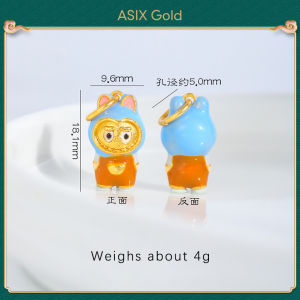 ASIX GOLD 916 24K 18K Gold Plated Enamel Color Labubu Pendant DIY Necklace Bracelet Accessories Cute Cartoon Trendy Jewelry Durable Hypoallergenic Lucky Gift Set
