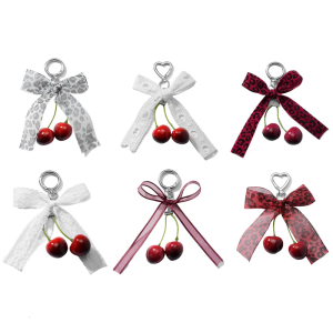 Unique Cherrys Keychain Charm Elegant Sturdy Alloy Pendant Fade Resistant Key Holder Bag Accessory for Women Everyday Use