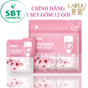 [Rẻ Vô Địch] Bịch12 Gói Mặt Nạ Bùn LAIKOU Chiết Xuất Hoa Anh Đào Sakura – Kiềm Dầu Nhờn Se Khít Lỗ Chân Lông Cấp Ẩm Làm Mịn Da