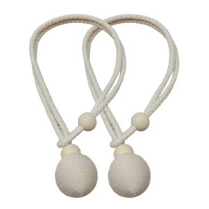 BESTITIT 2Pcs Set 40cm Dây buộc rèm Bohemia Làm thủ công Không cần khoan Dây buộc rèm hình quả bóng dệt Phong cách Bắc Âu Quả bóng thắt nút Dây buộc rèm bằng vải lanh cotton Tổ chức trang trí rèm cửa